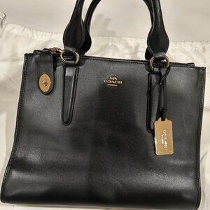 New COACH Dempsey Top Handle Handbag Black Leather w/Adjustable Shoulder Straps